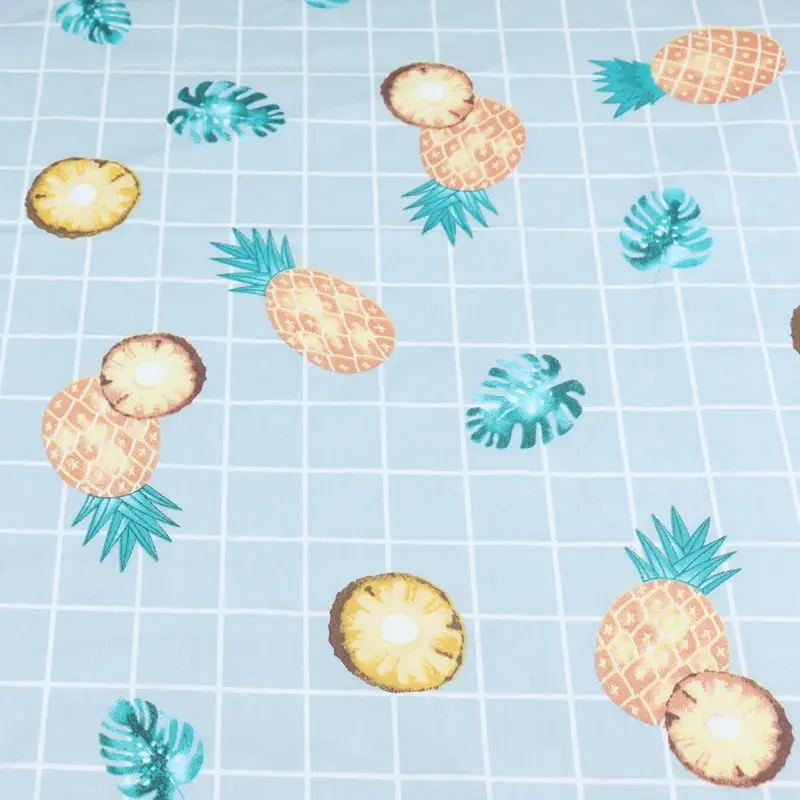 DIY bedding cushions apparel dress patchwork 100% cotton twill fruit WHITE GREY golden pineapple bluish green leaves fabrics | Дом и сад