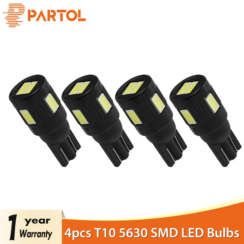 Partol 4 шт. T10 W5W 194 светодио дный лампы SMD 5630 огни автомобиля 168 указатели поворота
