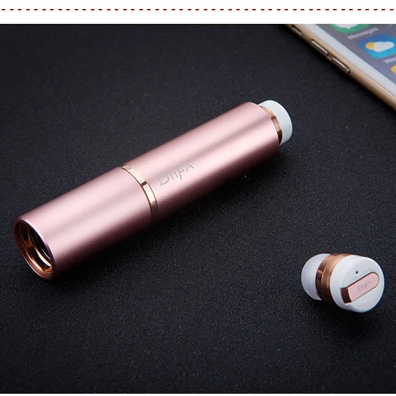 Rose gold Новинка DiiFA беспроводная bluetooth гарнитура 4,1 универсальные мини уши стерео затычки для ушей супер-длинная резервная гарнитура стелс посылка ma - Цвет: Rose gold