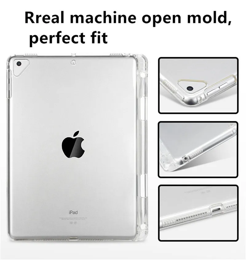 NEW TPU Soft Silicone Case for Apple iPad 2018 2017 pro 9.7 with Pencil Holder Shell Full Transparent Cover For ipad 5/6 air 1 2 |