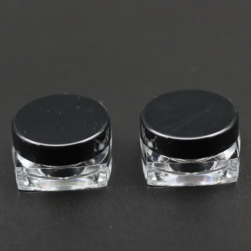 100 шт. 3 г пустая косметическая упаковка пластиковая банка для крема с крышкой