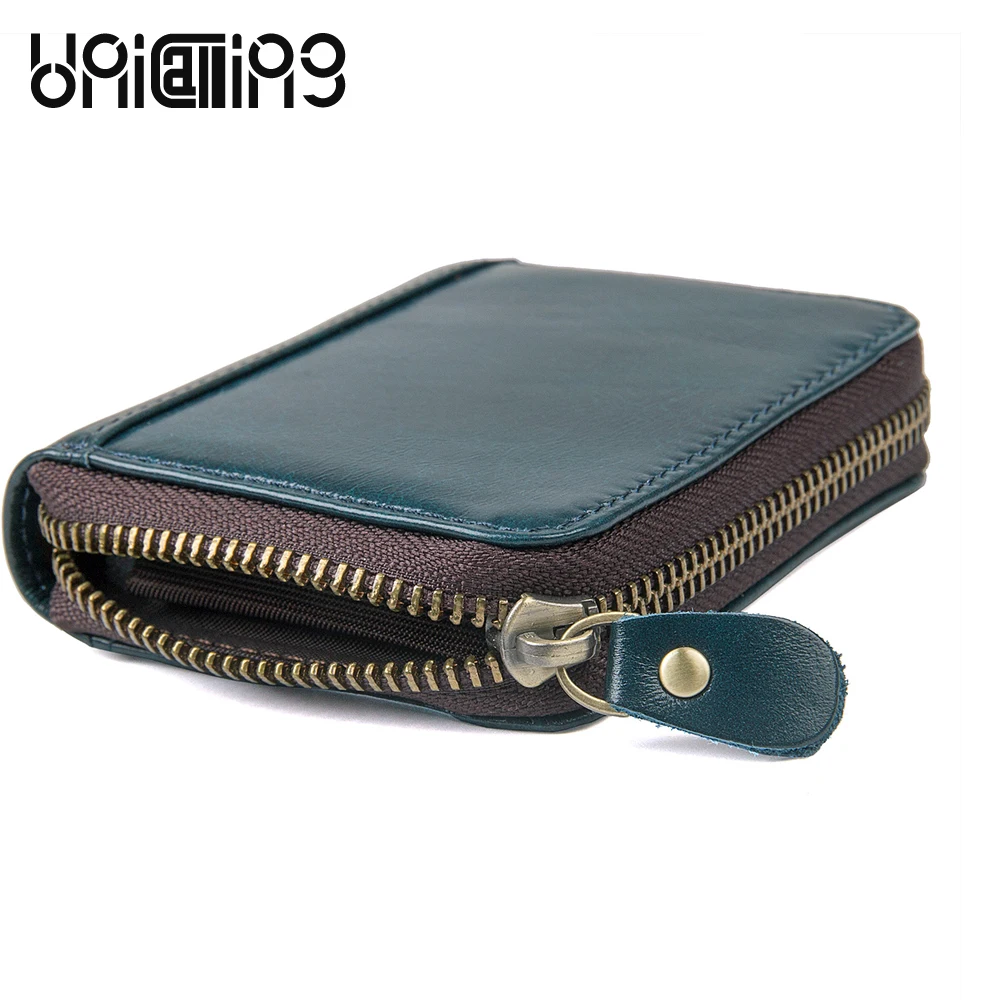 UniCalling New style cow leather women card holder Solid Color Zipper id mini Key Holders Retro 8 | Багаж и сумки