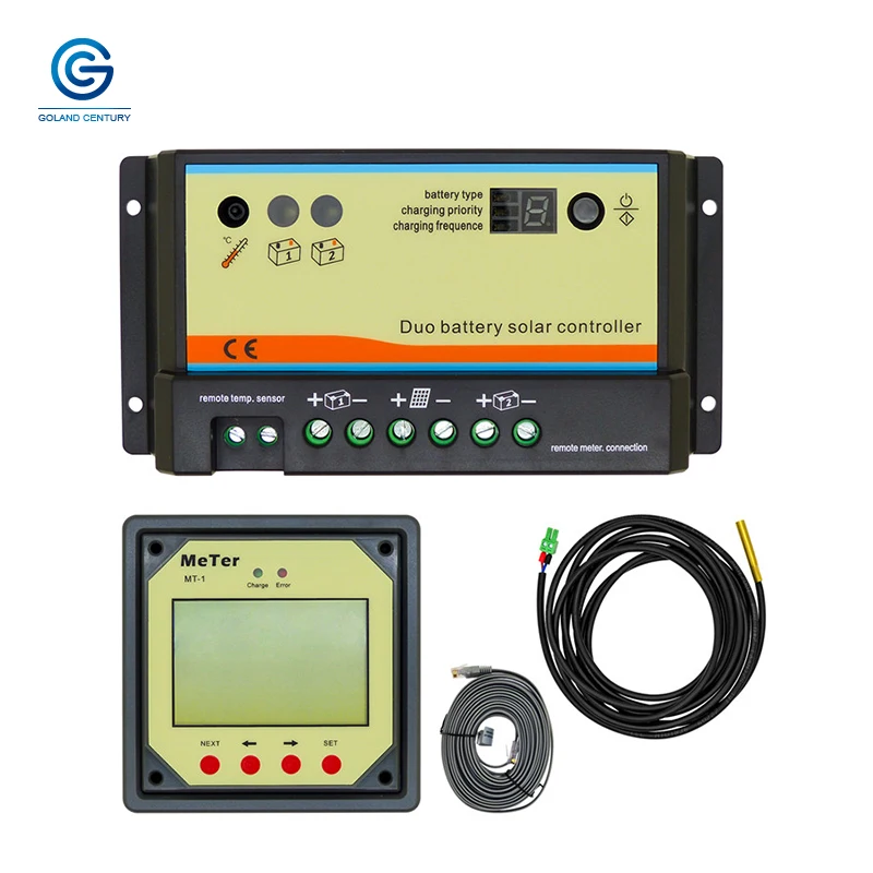 

10A 20A 12V 24V EPIPDB-COM Dual Battery PWM Solar Power Charge Controller+Remote Meter MT-1 For Caravans RVS boats Golf Cart