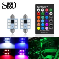 Светодиодная RGB гирлянда C5W 31 мм, 36 мм, 39 мм, 42 мм, внутреннее освещение автомобиля с дистанционным управлением, разноцветный купольный свет, л...