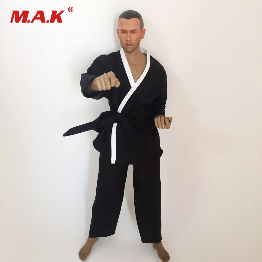 Мужская фигурка куклы масштаб 1/6 черная одежда дзюдо Кунг Фу куртка брюки костюм