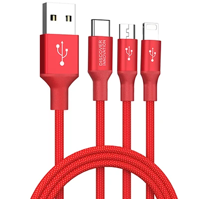 Красный NILLKIN Swift 3 в 1 кабель 5 В 3 а кабель для быстрой зарядки с 3 разъемами для зарядки вместе для iphone lighting+ type C+ Micro USB - Цвет: Красный