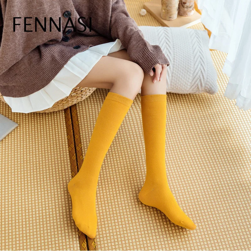Женские хлопковые носки FENNASI Harajuku забавные черные и белые гольфы теплые