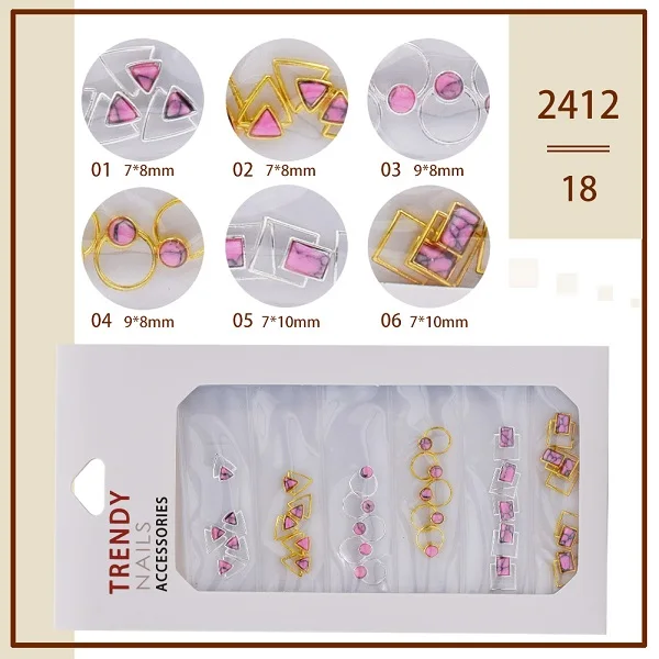 2412-18 Multi-size 30 pcs Alloy Japanese Nail Rhinestones For Nails Art Decorations Crystals Charms Partition Mixed Size Rhinestone Set - Цвет: 2412-18
