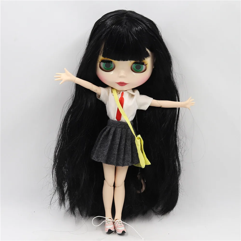 Ледяной DBS Blyth кукольные 1/6 30 см bjd шарнирное тело из белой кожи черные прямые