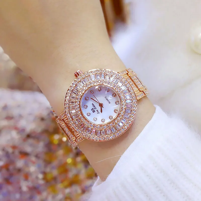 Женские кварцевые часы из нержавеющей стали роскошные золотистые наручные