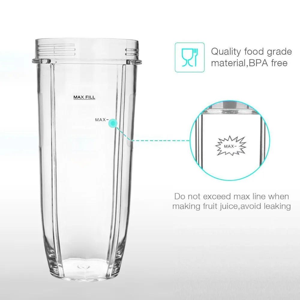 Behogar 32oz прозрачная пластиковая запасная чашка аксессуары для Nutri Ninja 900W 1000W