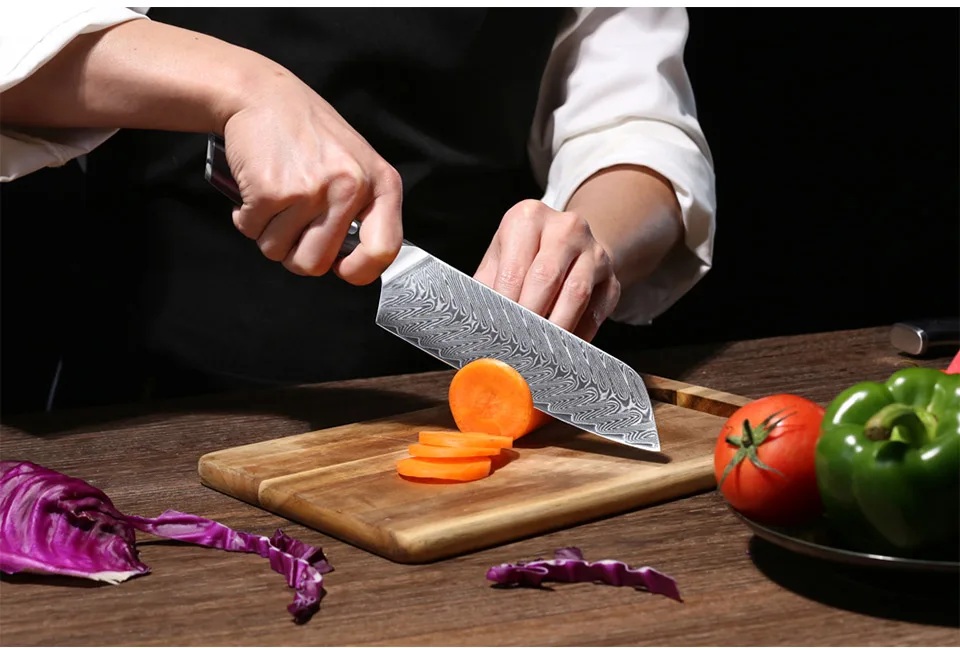 Набор кухонных ножей TURWHO из японской дамасской стали, 6 шт. кухонные ножи Nakiri Chef Santoku, ножи для чистки овощей и фруктов, инструмент для приготовления пищи