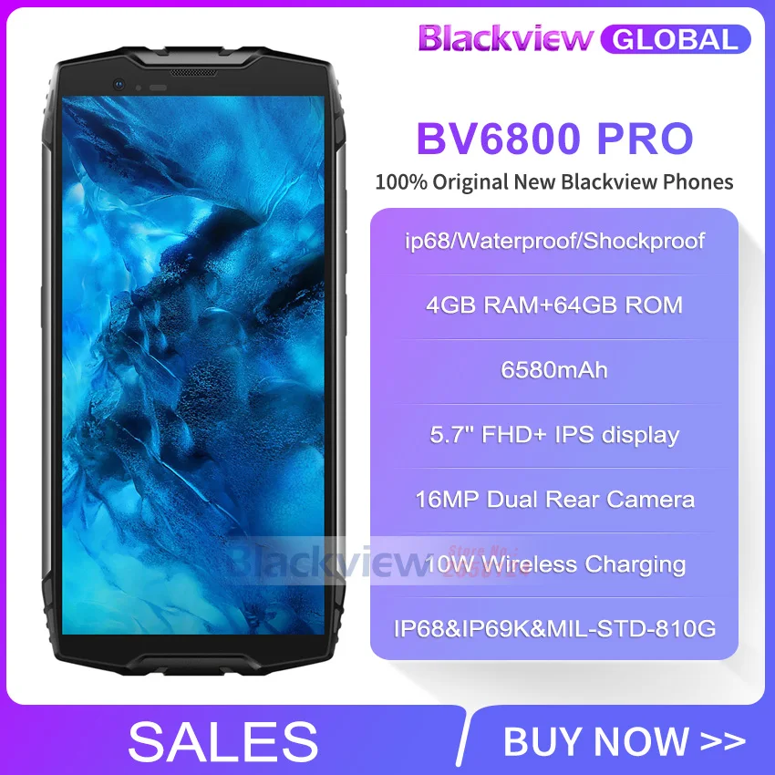 Смартфон Blackview BV6800 Pro 5," FHD MT6750T Восьмиядерный 4 Гб+ 64 Гб 6580 мАч Android 8,0 IP68 водонепроницаемый мобильный телефон