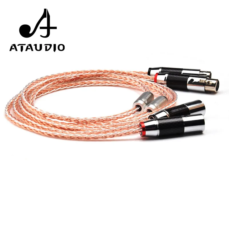 ATAUDIO Hifi XLR кабель 7N OCC серебристый и медный 3 контактный 2XLR штекер гнездо 1 м 2