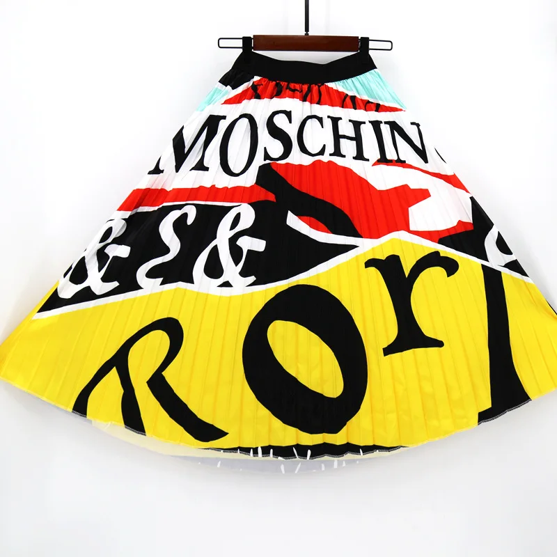 2019 летняя плиссированная юбка женская Мода принт Повседневная тонкая горячая