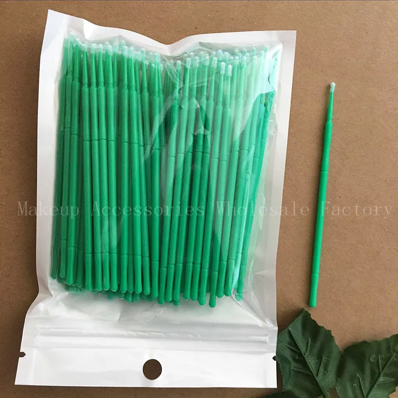 deep green 500 шт цветные микро одноразовые аппликаторы для наращивания ресниц, индивидуальные аппликаторы, кисточка для туши для женщин, инструмент для макияжа глаз - Handle Color: deep green
