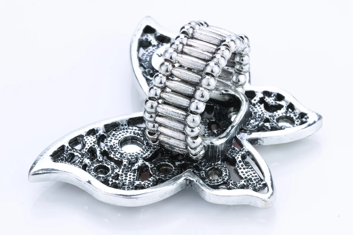 Растягивающееся кольцо с бабочкой Шарм в античном стиле Серебряный Золотой Цвет