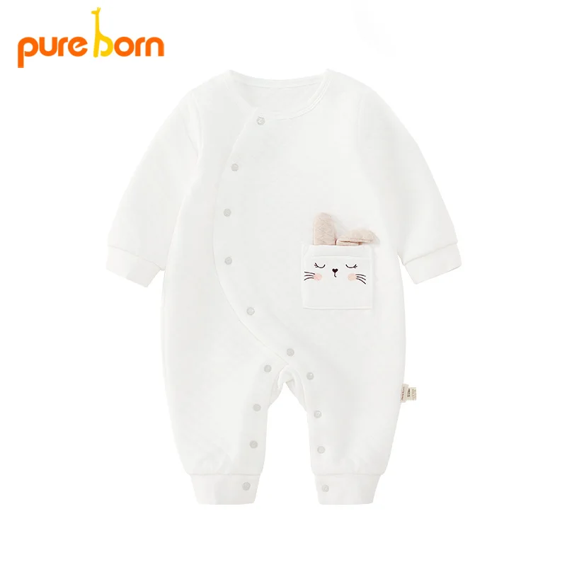 Pureborn/комбинезон для новорожденных одежда маленьких девочек с милым мультяшным