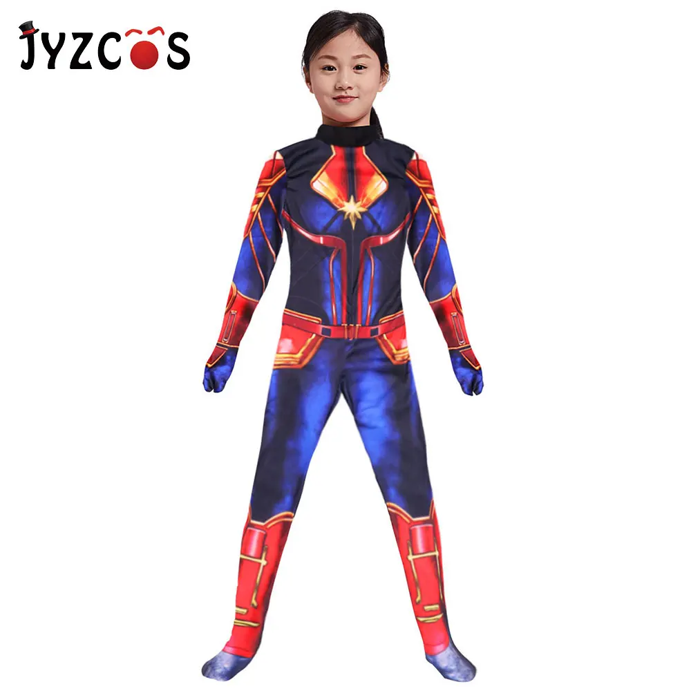 JYZCOS капитан Марвел Carol Danvers Косплей Костюм Пурим Хэллоуин костюмы для девочек