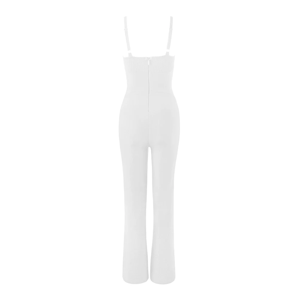 Summer Style Sexy O Neck Red White Bandage Jumpsuit 2019 Elegant Knitted Designer | Женская одежда