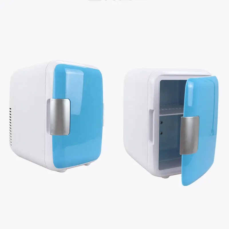 Blue dual use Мини 4л автомобильный домашний двойной маленький холодильник ультра-тихий низкий уровень шума автомобильный холодильник морозильная камера охлаждающая нагревательная коробка холодильник - Название цвета: Blue dual use