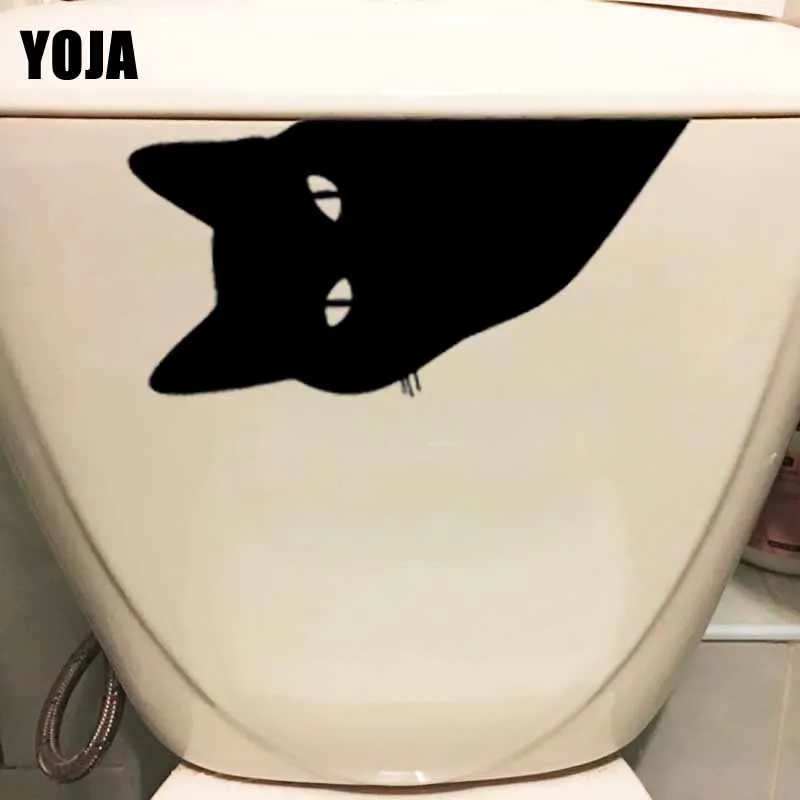 YOJA 11.8X23.8CM Смешные кошки Спальня стены Стикеры наклейки для унитаза домашний