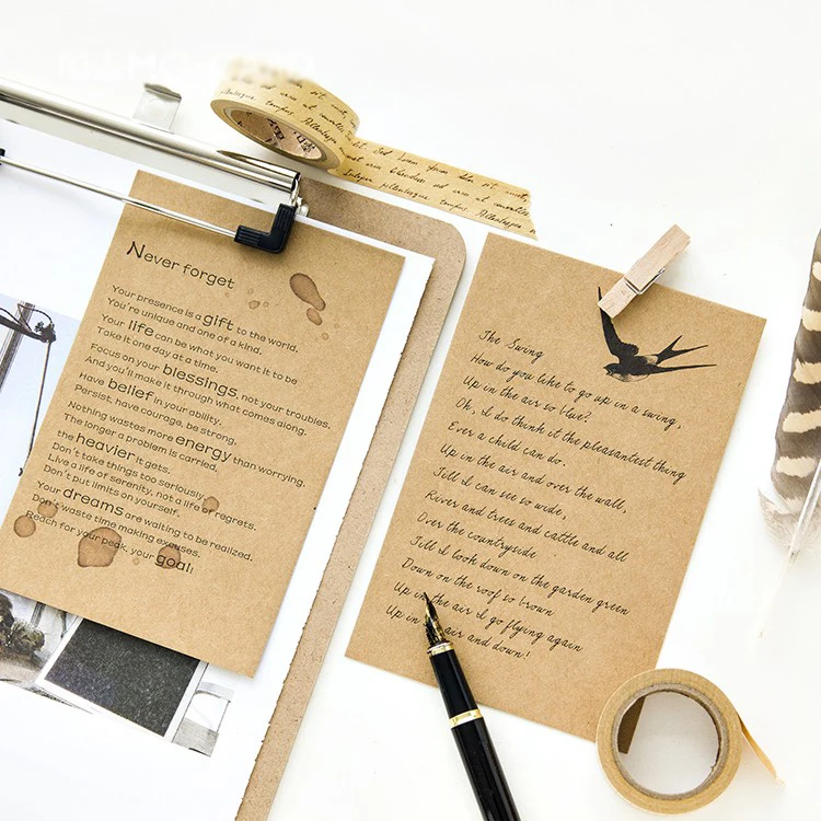 

30pcs hand write poetry style card multi-use as Scrapbooking party invitation DIY Decoration gift card message card postcard