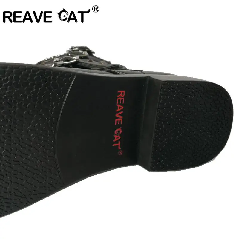 Женские мотоциклетные ботинки REAVE CAT зимние на низком каблуке с закругленным