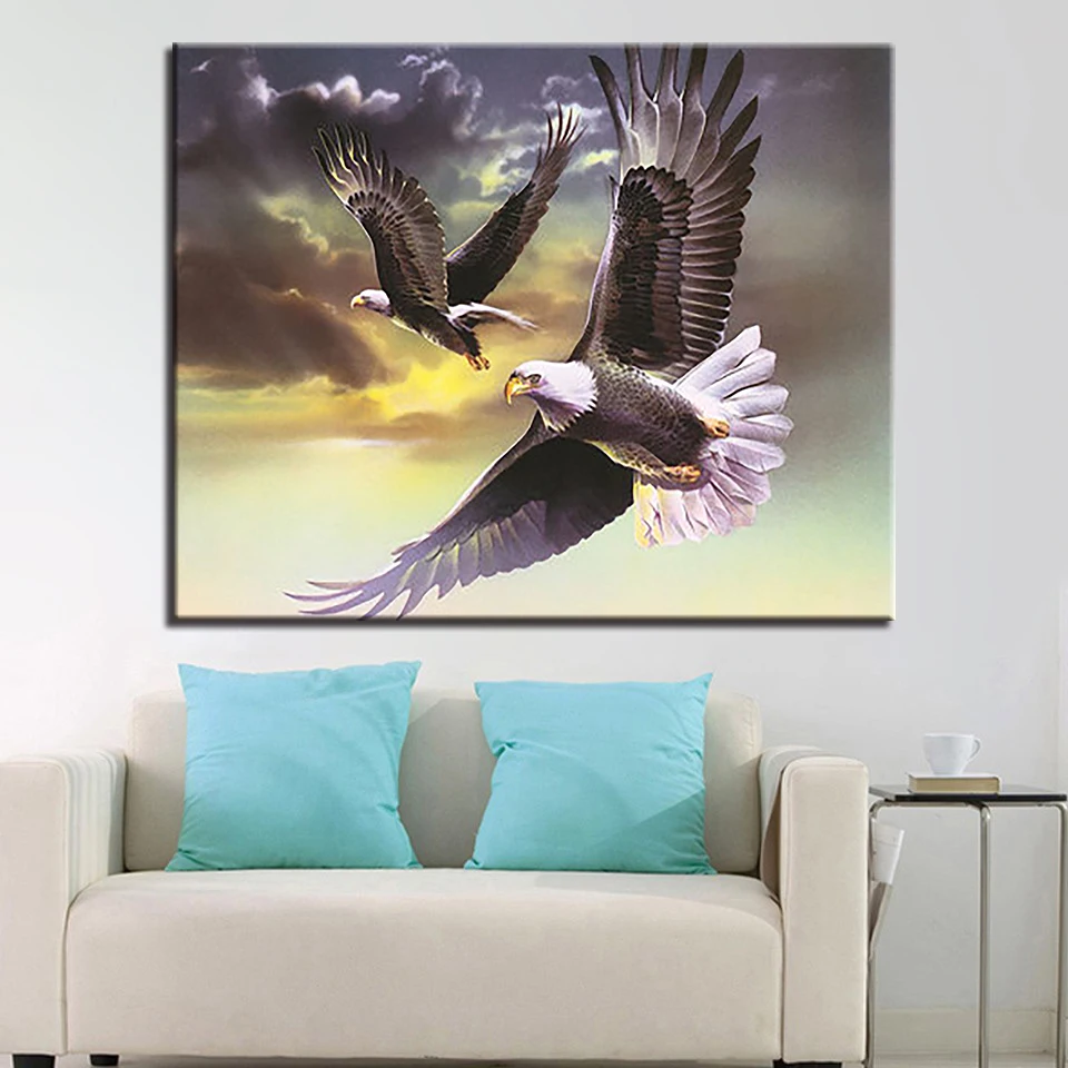 Flying Eagles DIY Набор для рисования по номерам окраска животных Орел Масляные картины ручная краска горная гостиная домашний декор в рамке