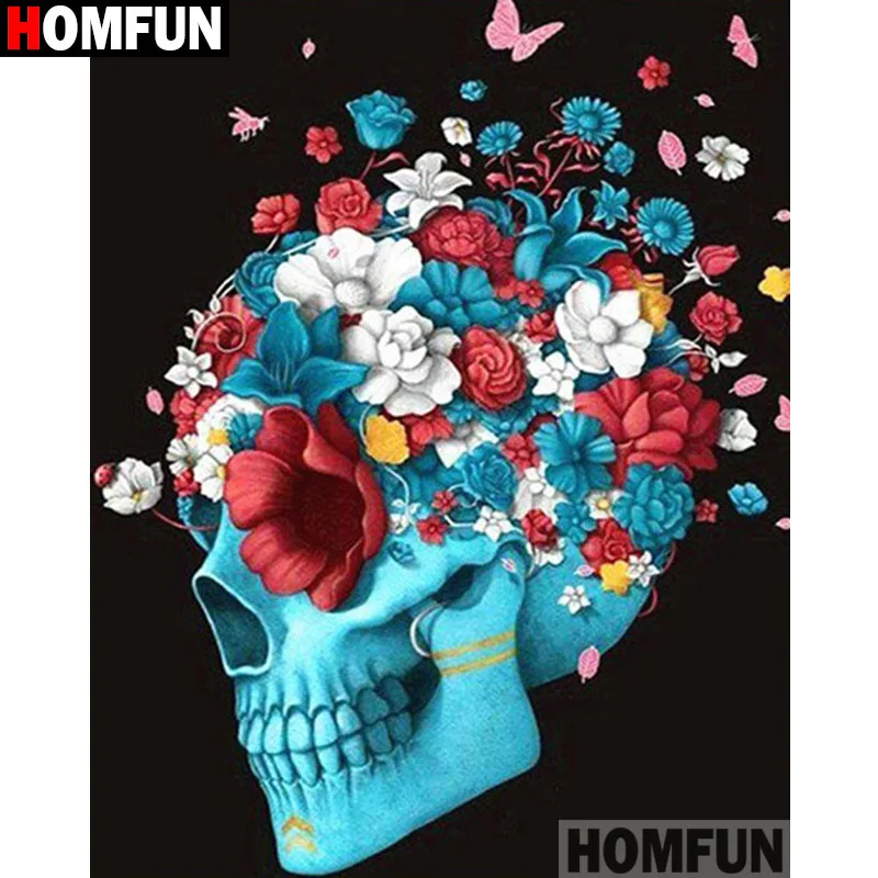 HOMFUN полный квадратный/круглый дрель 5D DIY Алмазная картина "цветок череп" 3d-бриллиантовая вышивка крестиком домашний декор A19006