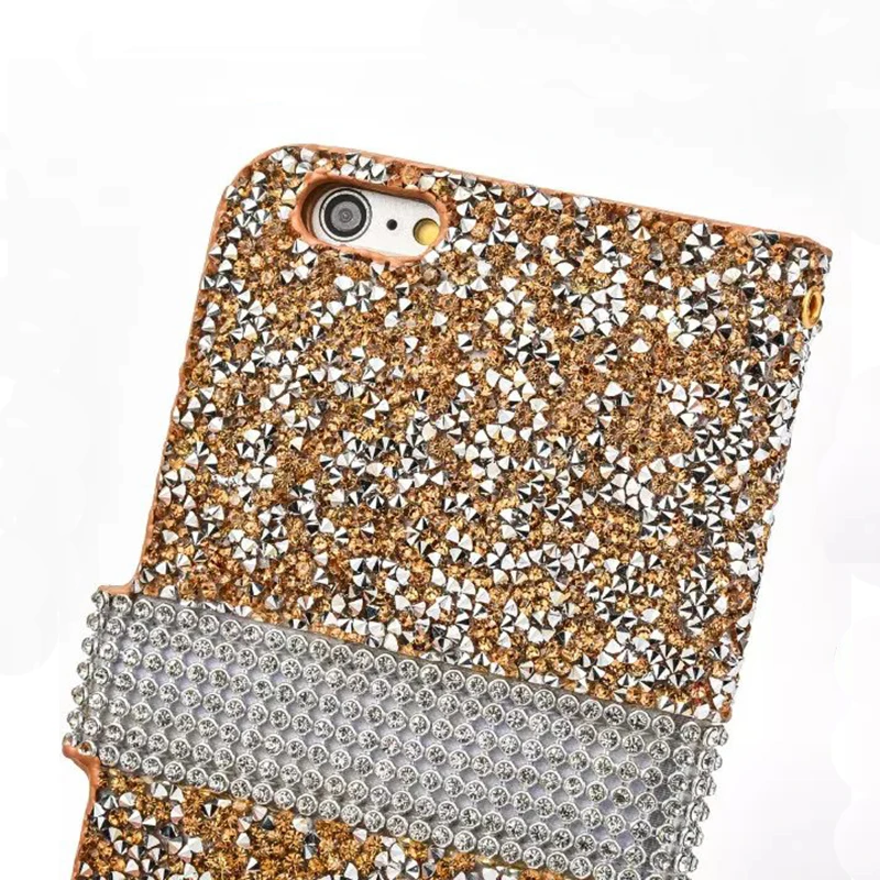 Роскошные Украшенные стразами Флип кожаный чехол для iPhone 7 6 S Plus diamond Блеск ТПУ s