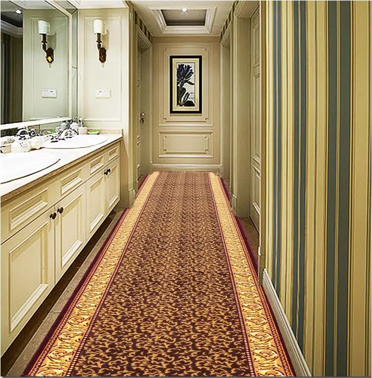 

Customize Size Red carpet Joyous Golden Skidproof Carpet for Parlor Hallway Stairs Hotel Decoration Water Absorption Ground Mat