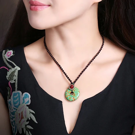 Цзяннань Оригинальный Старинные Ювелирные Изделия Бирюзовый Ожерелье женский