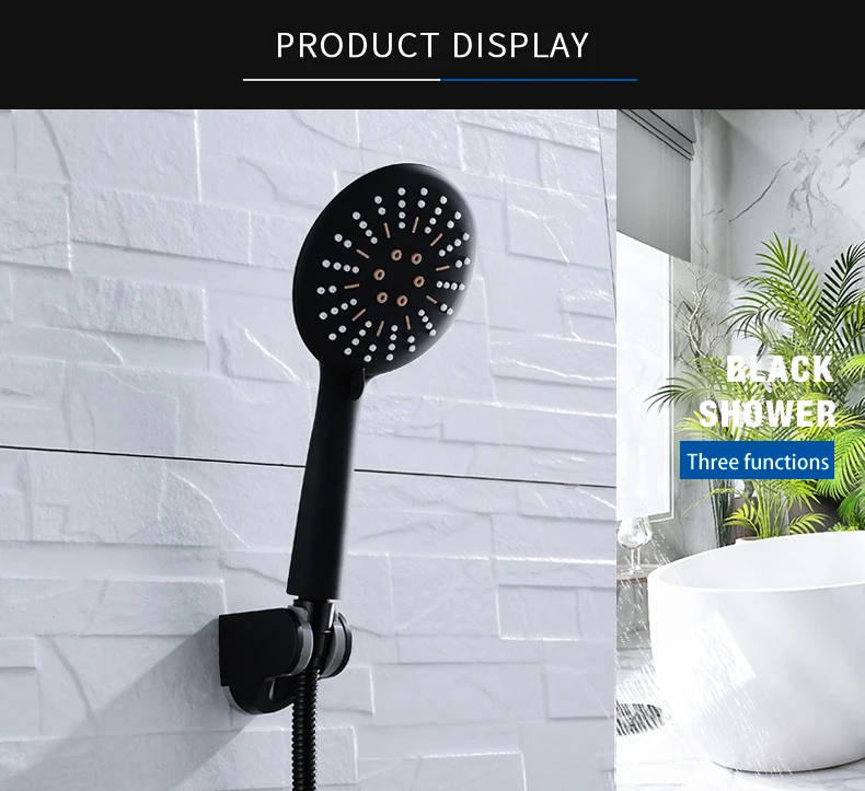Черная насадка для душа, 3 функции, ручной для экономии воды, душ Grohe, дождевая насадка для душа, набор для ванной комнаты, Doucha Chuveiro Rocas