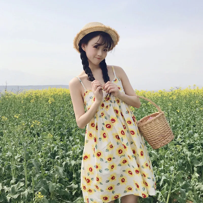 Женские платья в японском стиле Kawaii Ulzzang платье с регулируемыми лямками виде