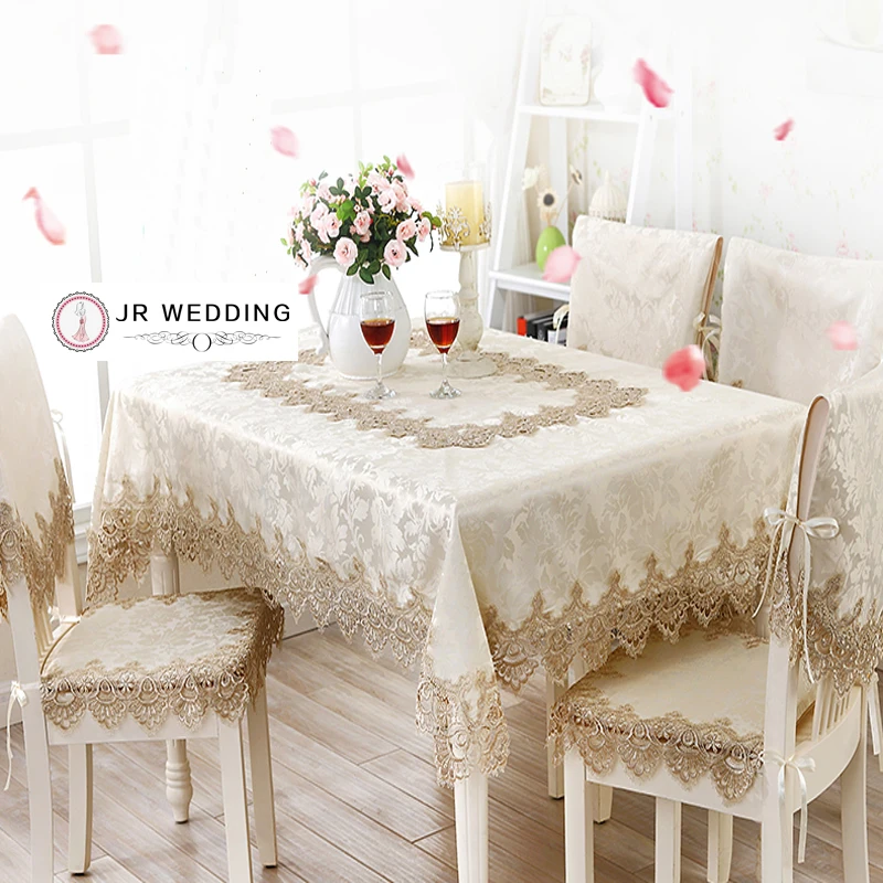 

Jacquard Fabric With Lace Table/Cabinet/Bedstand /Refrigeratory /Washing Machine /Table Cloth Linen Runner