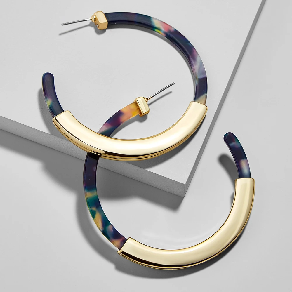 Boho Круглый резиновые, акриловые обруч серьги для женщин Bijoux C форма круг обручи сплава себе обручи женские украшения