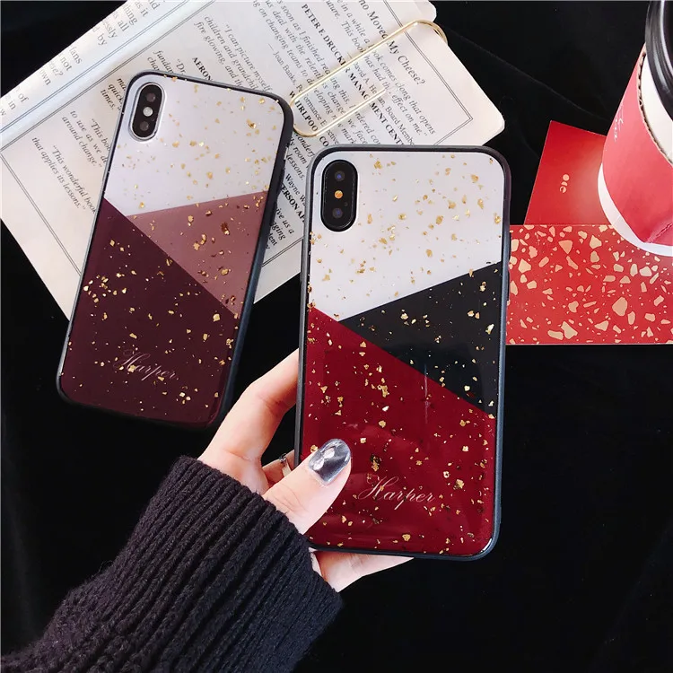 Ретро геометрический блестящий Мраморный Узор чехол для iPhone X XS Max XR 7 Puls 6 S 8 Plus