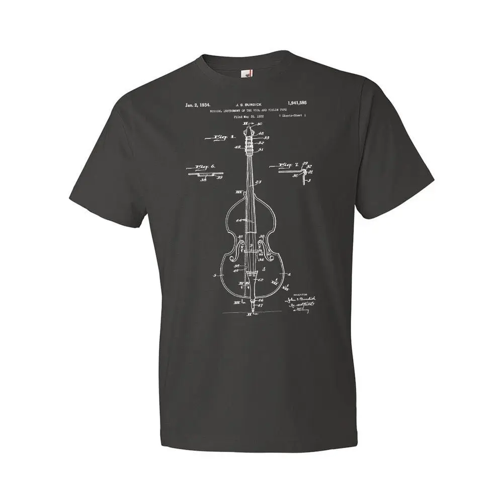 2018 Hot Sale New Men'S T Shirt Double Bass Violin T-Shirt Patent Player Gift Violinist O-Neck Tee | Мужская одежда
