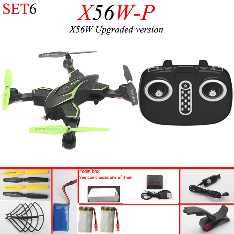 SET6 Модернизированная Syma X56W-P радиоуправляемая беспилотная камера wifi в режиме реального времени FPV Квадрокоптер летательный аппарат Дистанционное управление вертолет складной Дрон VS X56W - Цвет: SET6