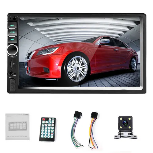 With 4 LED Camera Camecho 7018B 2 Din автомагнитола 7 ''двойной аудио сенсорный экран автомобильный мультимедийный плеер MP5 MP3 USB FM Bluetooth с камерой заднего вида - Цвет: With 4 LED Camera