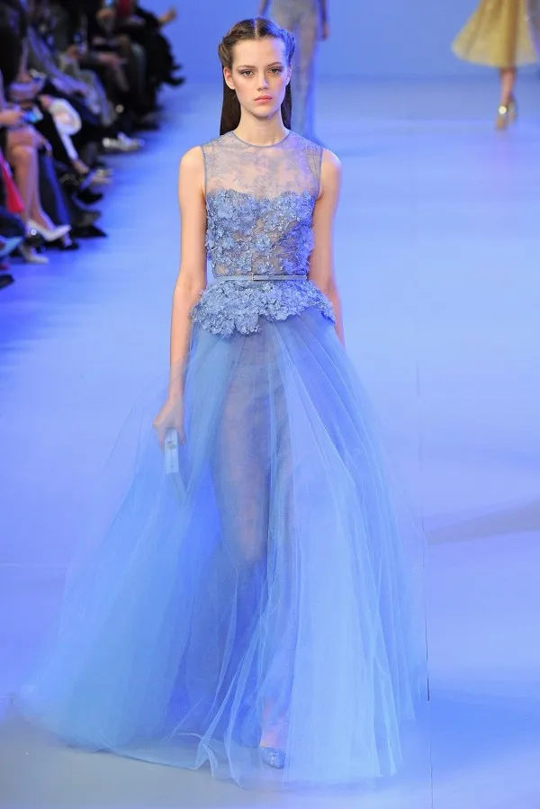 New Arrival Elie Saab O Neck Sleeveless Appliques Evening Dresses Floor Length Formal Party Prom Gowns Robe de Soiree 2014 | Свадьбы и