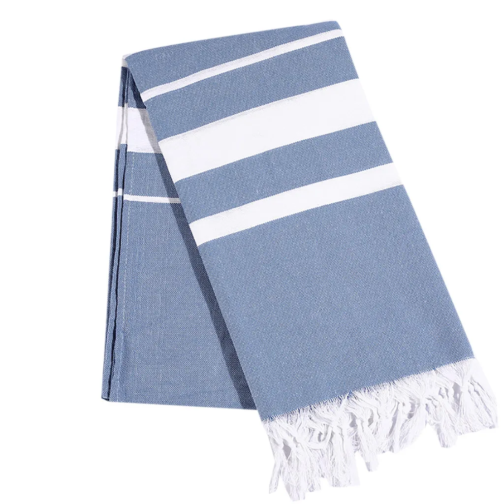 Ouneed Turkish Cotton Warm Shawl Bath Towel Blanket Beach Spa Sauna Yoga Tassel Jacquard Striped |