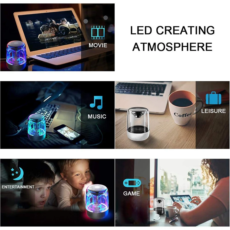FELYBY C7 Bluetooth 5 0 динамик прозрачный СВЕТОДИОДНЫЙ Красочный ритм мигающие огни TWS 6D