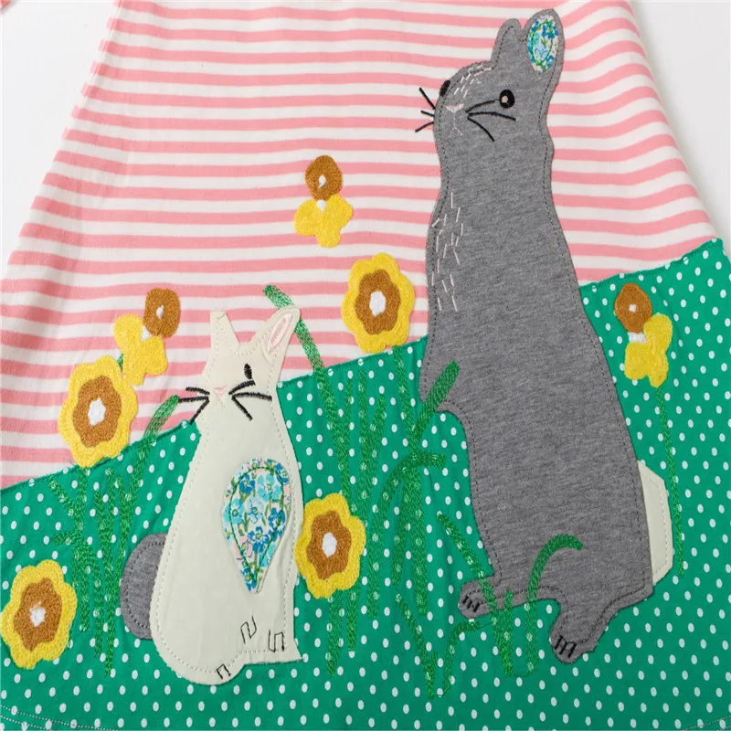 New designed spring Autumn winter girls dresses applique Flowers and animals Girl Dress tops Clothes for children 3-12 years | Детская