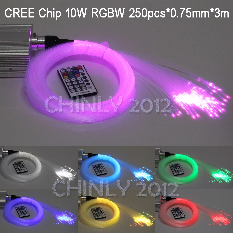 Fber оптические огни CREE чип 10 Вт RGBW мерцание Bluetooth приложение управление звездное небо потолочные светильники управление музыкой 250 шт. 0,75 мм 3 м кабель