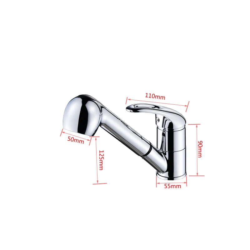 Вытяжной кран для мытья волос и лица полированный хром смеситель ванной комнаты