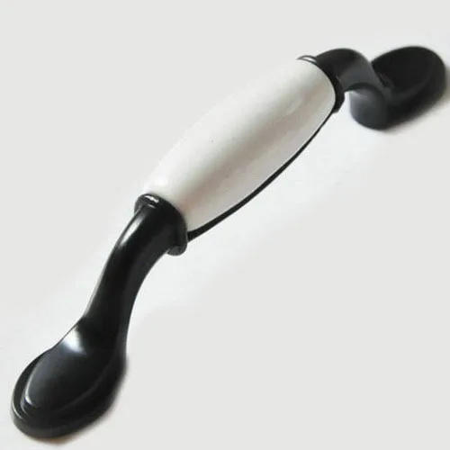 96 мм ручки для шкафа Шкаф Ручки ящиков комода тянет Керамика Черный и белый