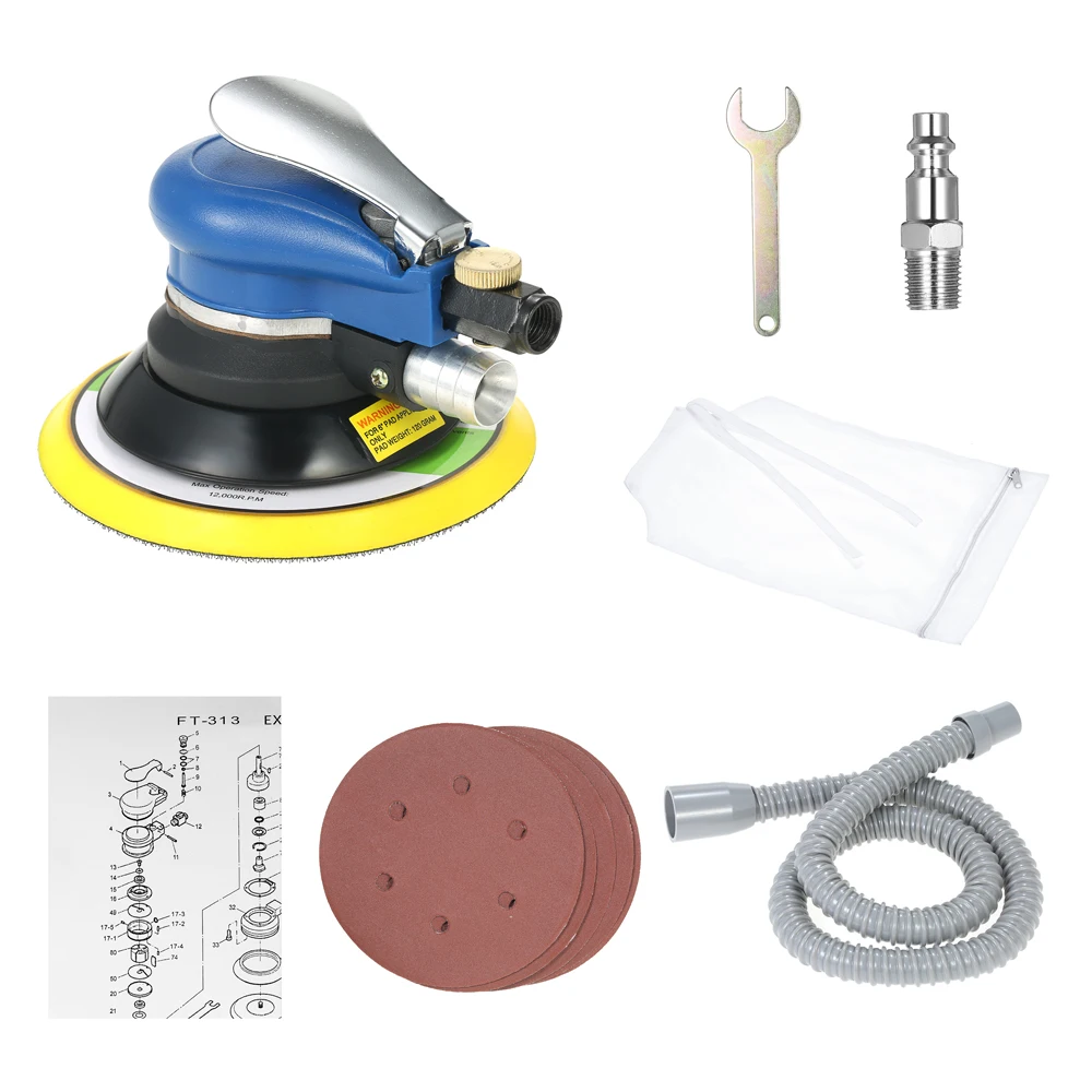 

car polish machine Air Sander Car Polishing Machine Electric Woodworking Grinder Polisher 6 Inch 10000RPM Dual Action Pneumatic