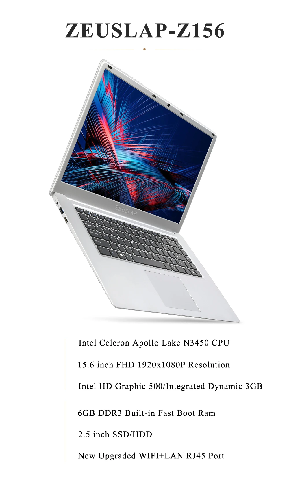 ZEUSLAP 15,6 дюймов 1920x1080p full hd 6 ГБ ОЗУ 1 ТБ hdd windows 10 система wifi bluetooth Ультратонкий ноутбук компьютер